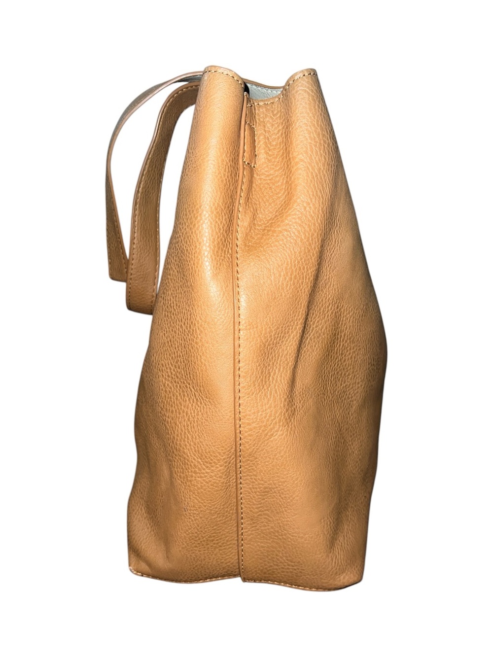 Pebbled Leather Slouchy Hobo Tote Bag with Removable Pouch Camel Tan - Picture 2 of 4